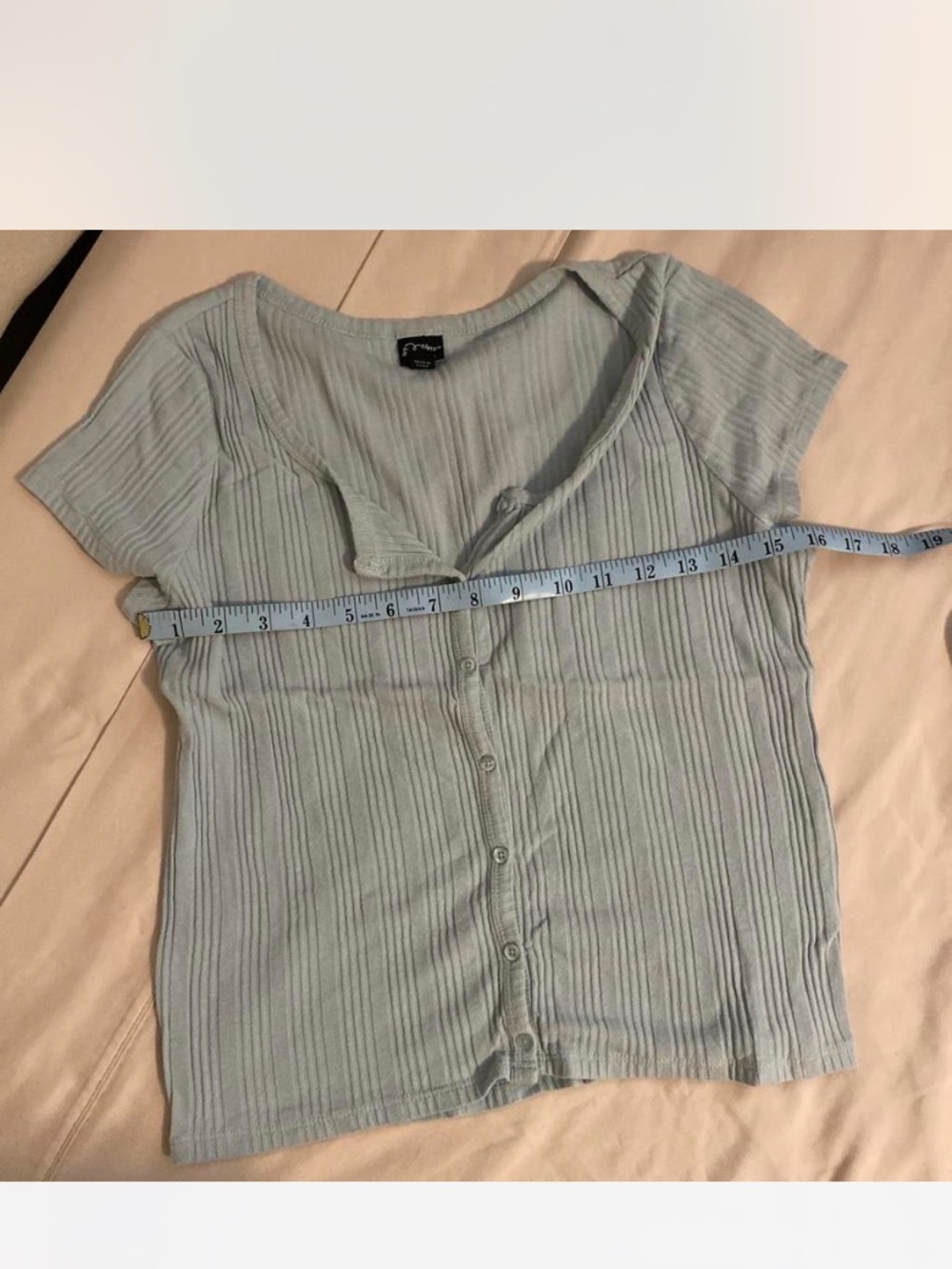 art class Light Blue Ribbed Button-Front Women's Top Sz S